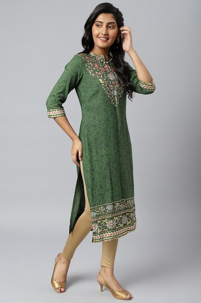 Siya #Fashion #Designer Dark #Green #Rayon #Fancy #Kurti | Designer kurti  patterns, Fancy kurti, Kurta designs women
